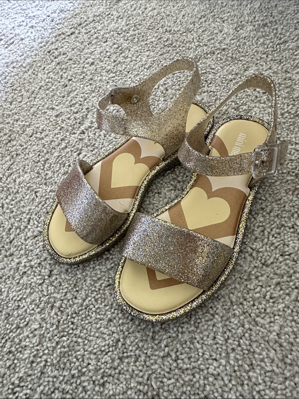 Mini Melissa Gold Glitter buckle sandals girls size size 13